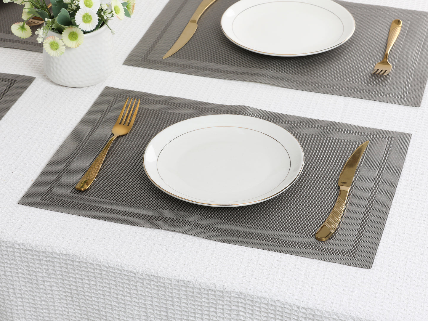 Set of 8 Placemats, Vinyl for Kitchen Dining Table Decor Washable Heat Resistant 18*12in