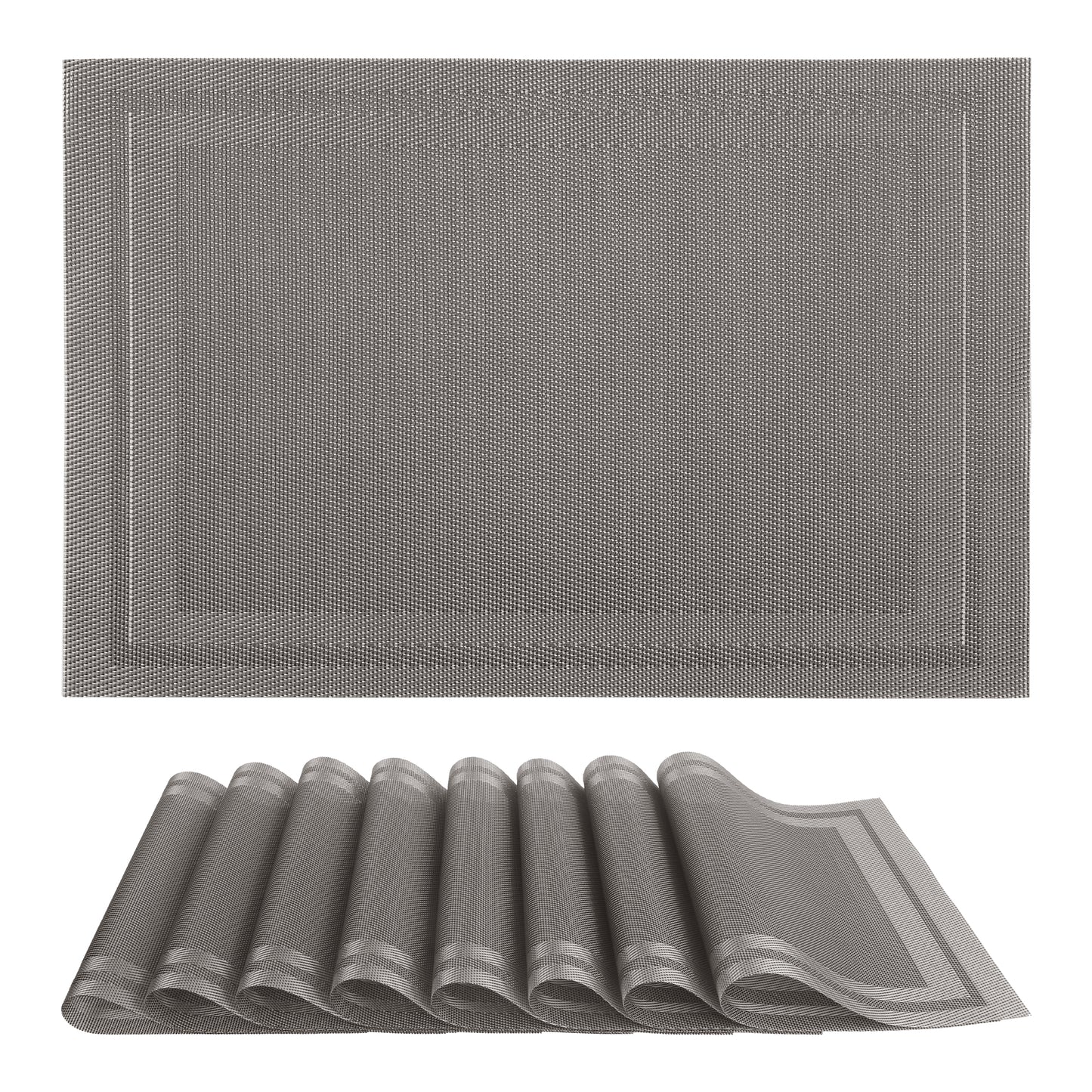 Set of 8 Placemats, Vinyl for Kitchen Dining Table Decor Washable Heat Resistant 18*12in