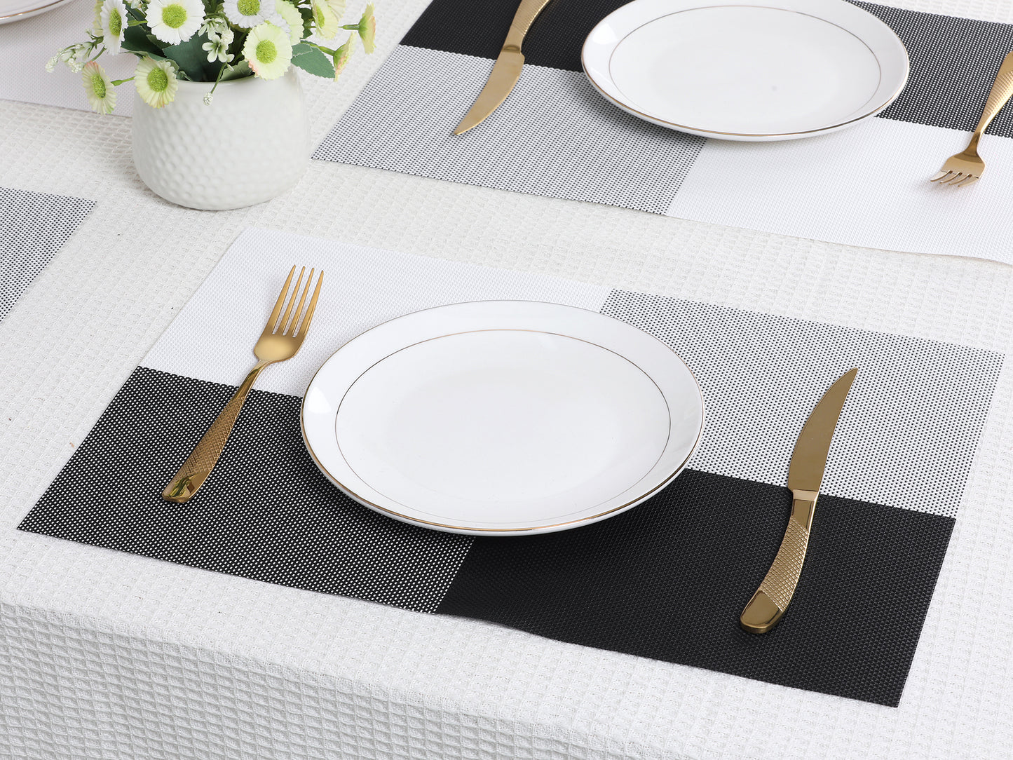 Juego de 8 manteles individuales de PVC para decoración de mesa de cocina y comedor, lavables y resistentes al calor, 45,7 x 30,5 cm