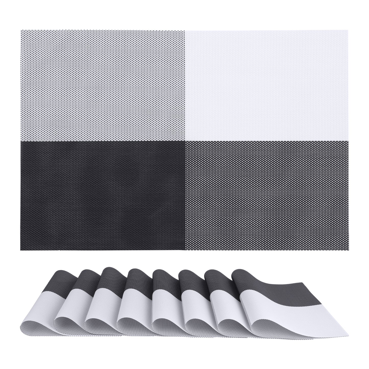 Juego de 8 manteles individuales de PVC para decoración de mesa de cocina y comedor, lavables y resistentes al calor, 45,7 x 30,5 cm