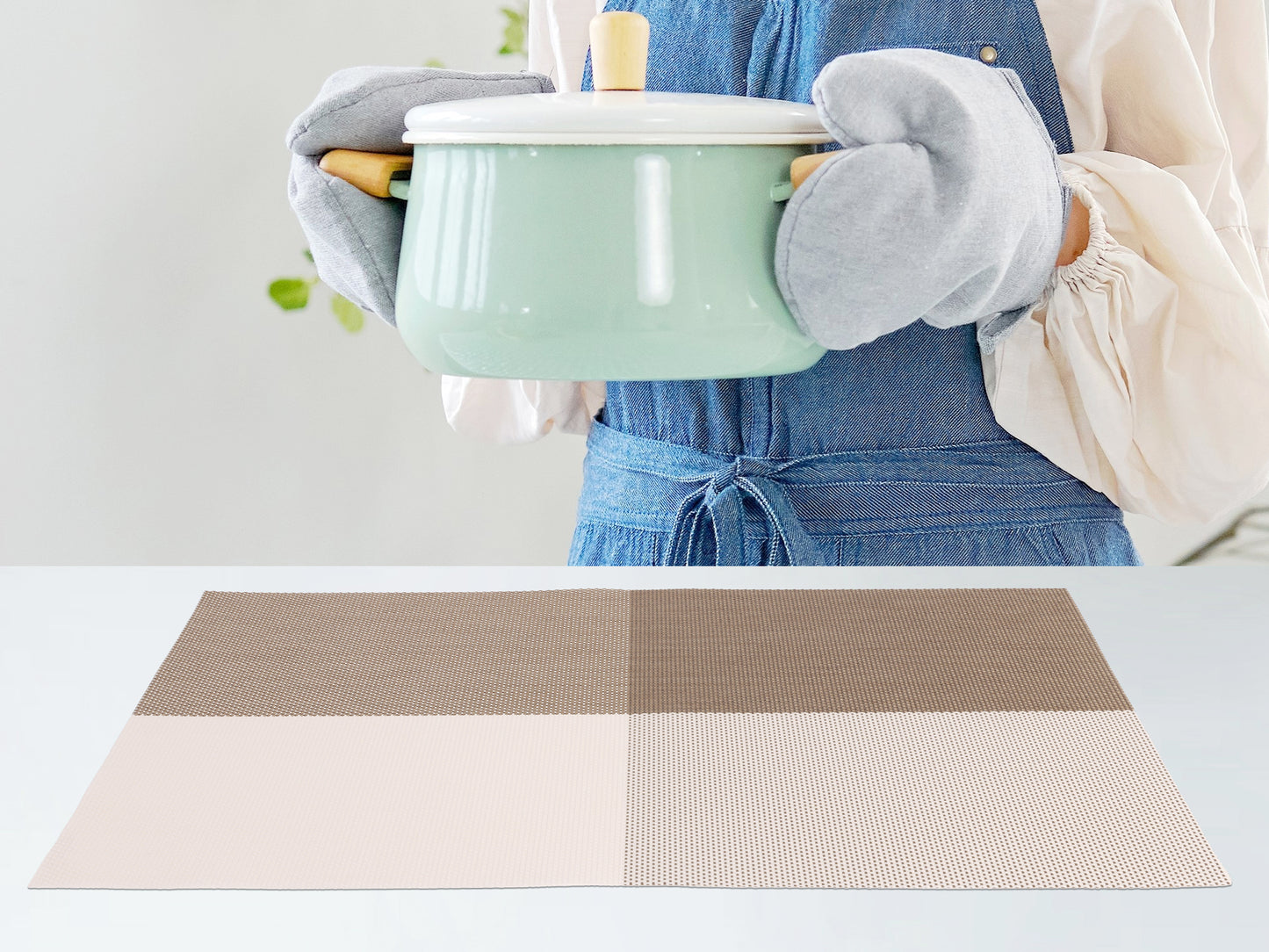 Placemats Set of 8 PVC for Kitchen Dining Table Decor Washable Heat Resistant 18*12in