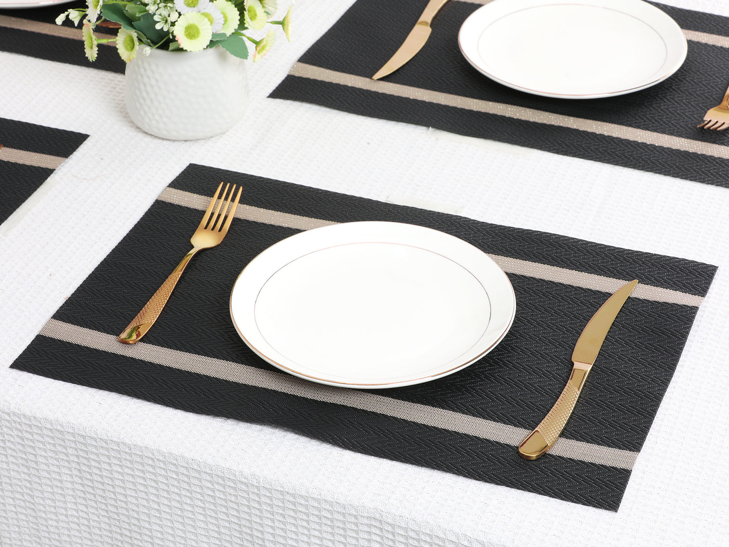 Placemats Set of 8 Vinyl for Kitchen Dining Table Decor Washable Heat Resistant 18*12in