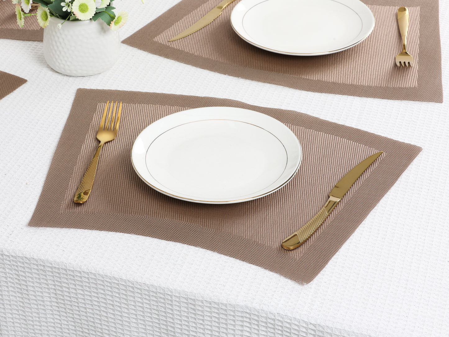 Juego de 8 manteles individuales de PVC para decoración de mesa de cocina y comedor, lavables y resistentes al calor, 45,7 x 33 cm