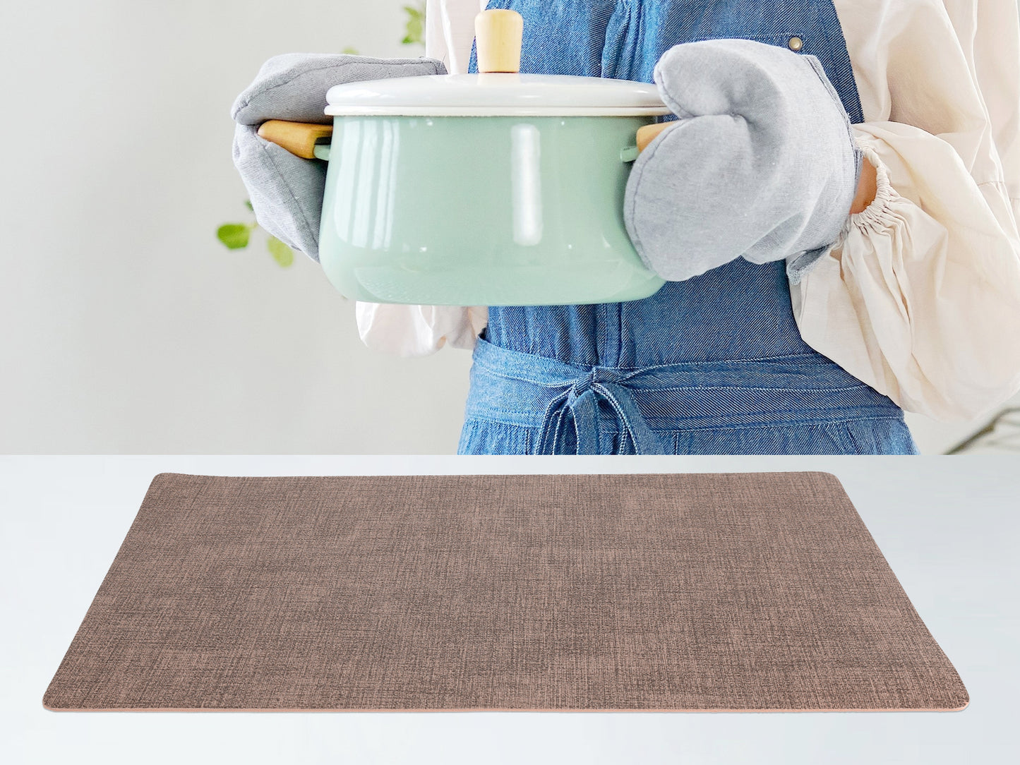 Juego de 6 manteles individuales de piel sintética para decoración de mesa de cocina y comedor, 43 x 30 cm