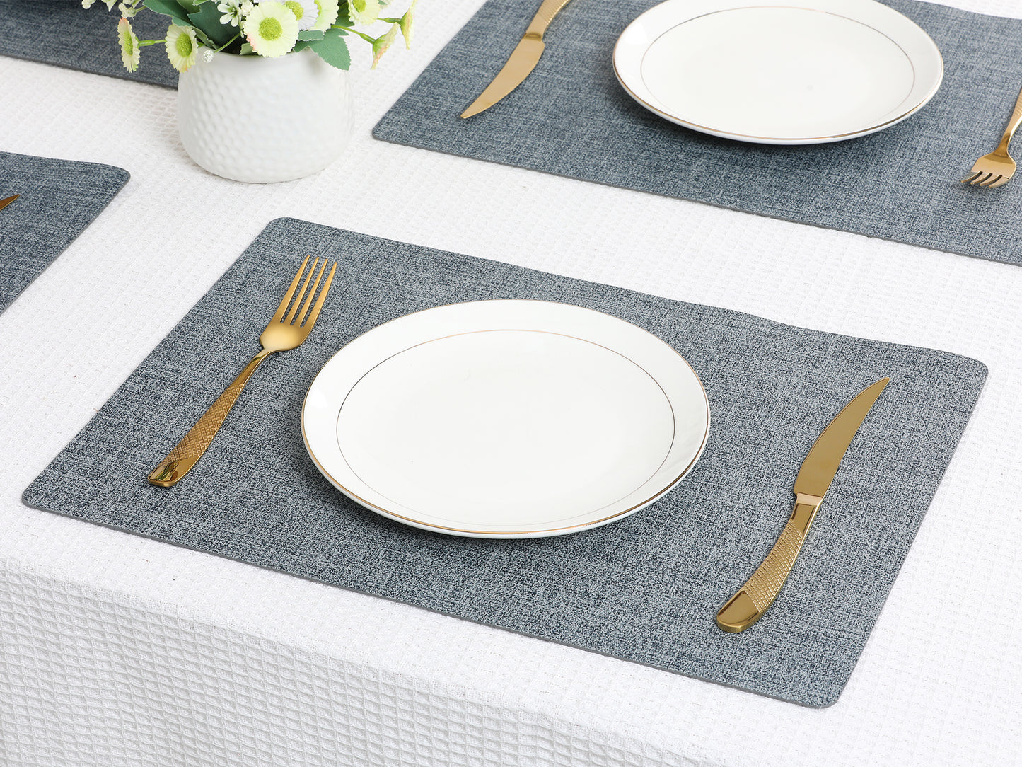 Set of 6 Faux Leather Placemats for Kitchen Dining Table Decor 17*12in