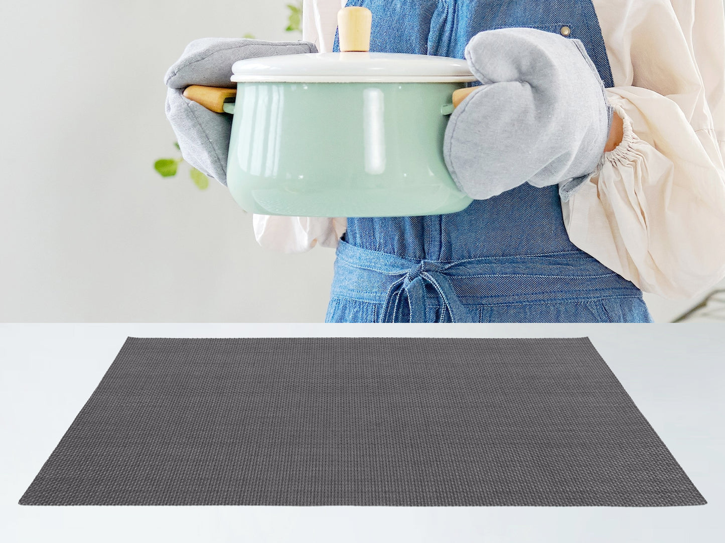 Set of 8 Placemats PVC for Kitchen Dining Table Decor Washable Heat Resistant 18*12in