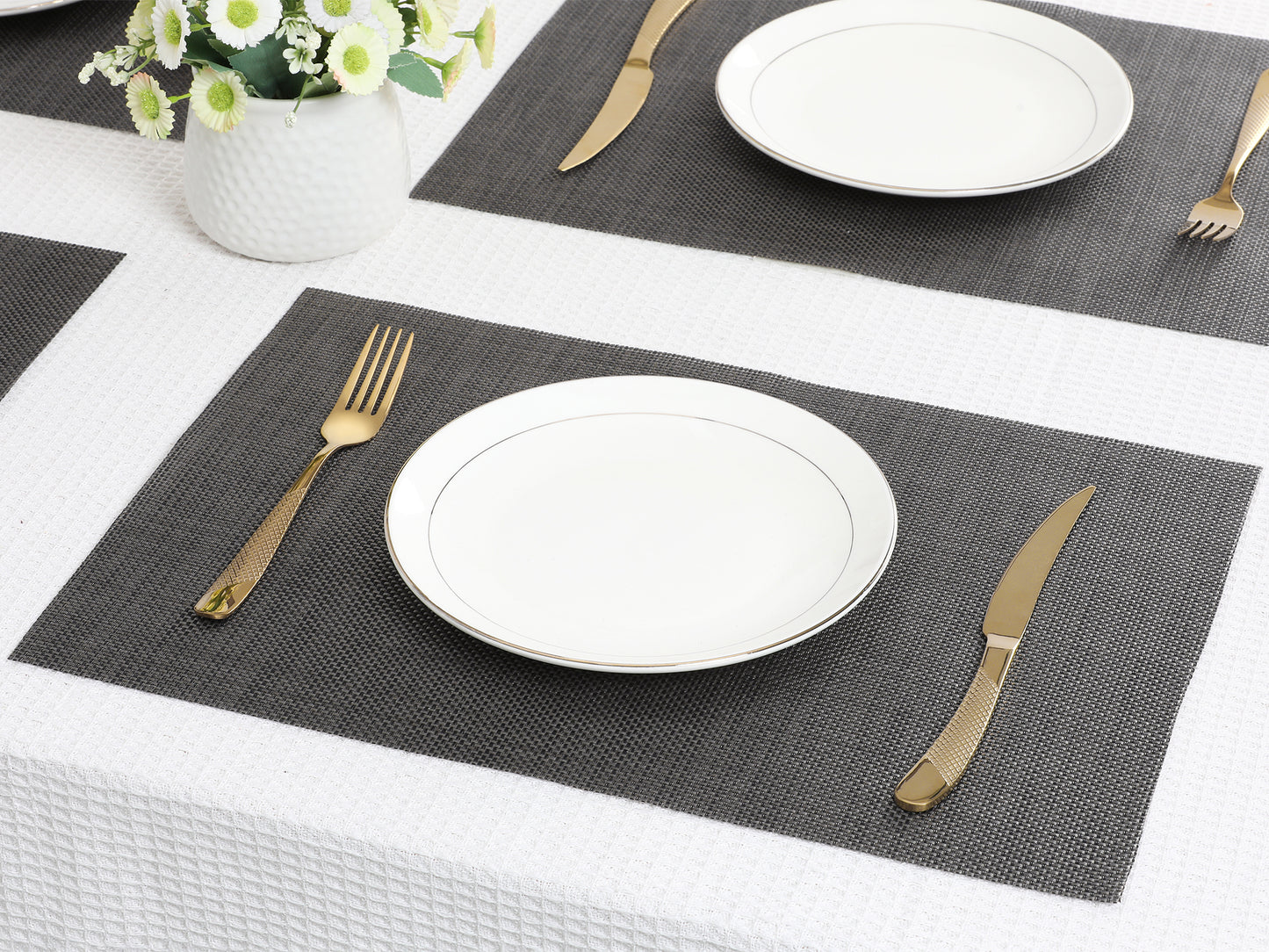 Set of 8 Placemats PVC for Kitchen Dining Table Decor Washable Heat Resistant 18*12in