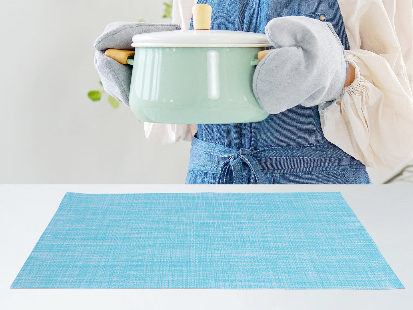 Set of 8 Placemats PVC for Kitchen Dining Table Decor Washable Heat Resistant 18*12in