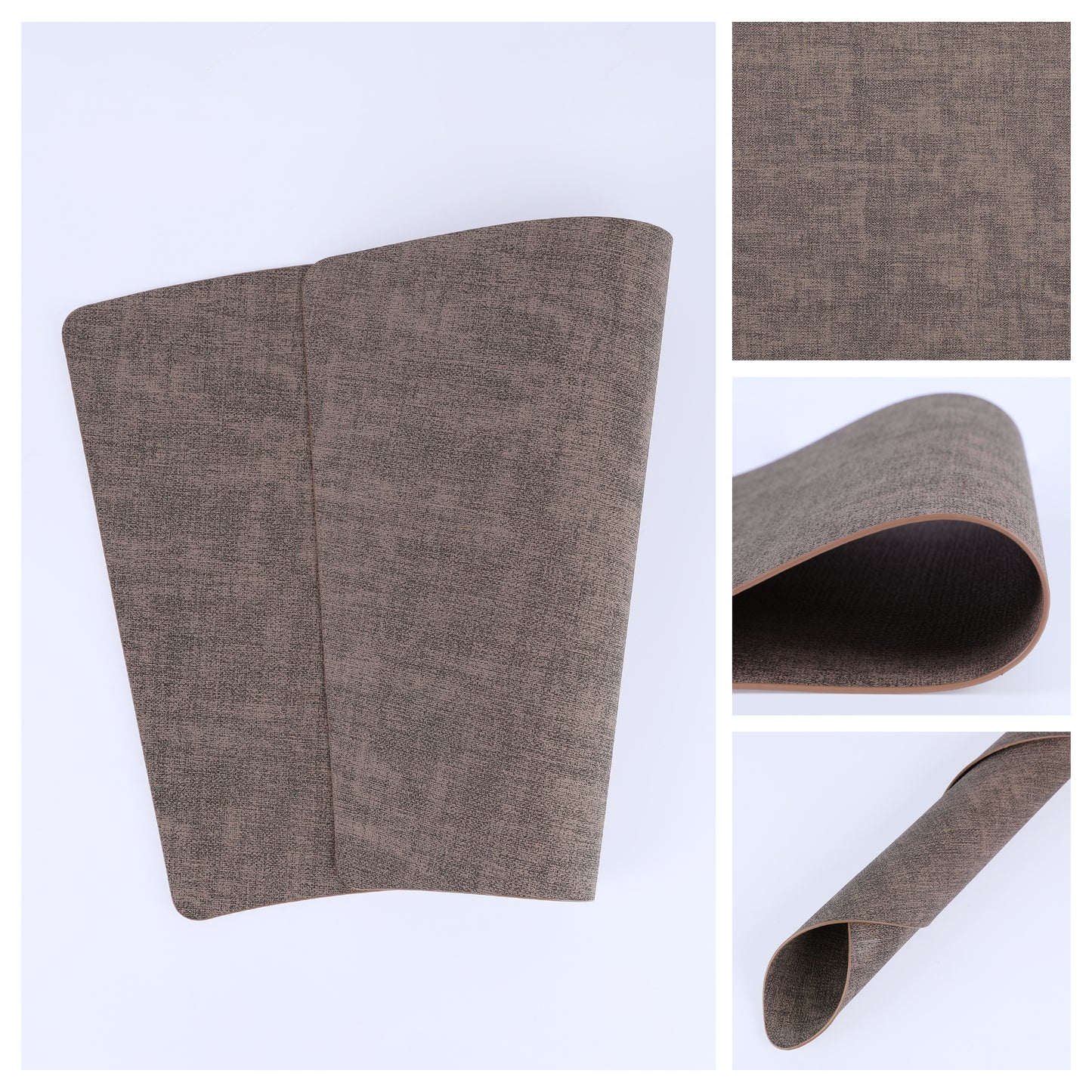 Set of 6 Faux Leather Placemats for Kitchen Dining Table Decor, Washable Heat Resistant 19*12in