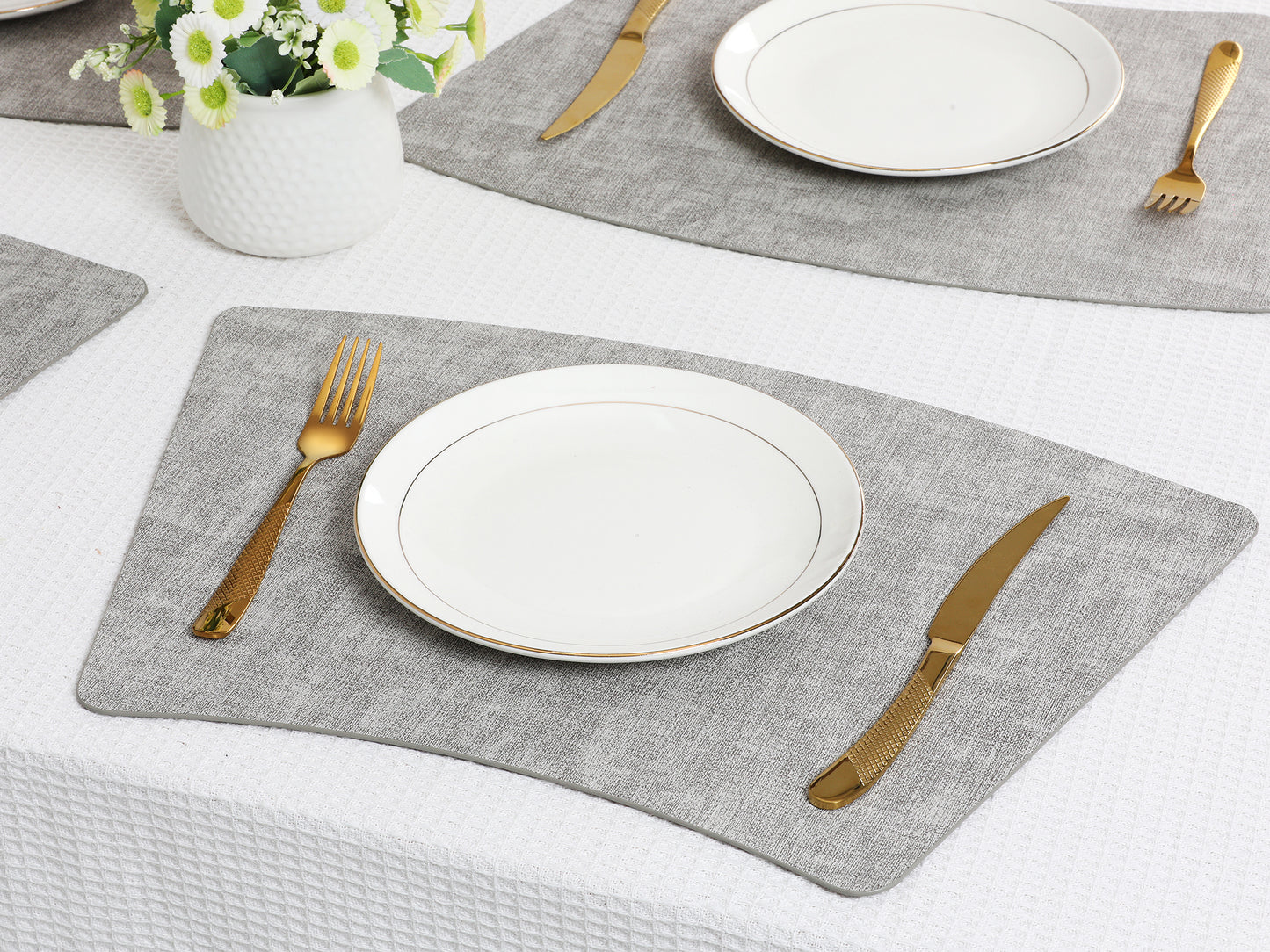 Set of 6 Faux Leather Placemats for Kitchen Dining Table Decor, Washable Heat Resistant 19*12in