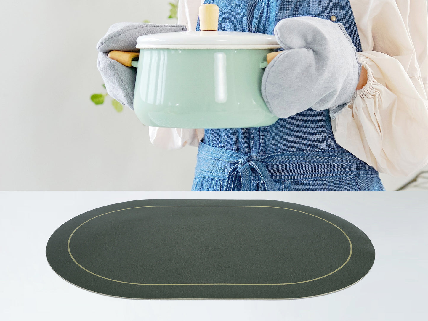 Set of 6 Faux Leather Placemats for Kitchen Dining Table Decor, Washable Heat Resistant 18*12in