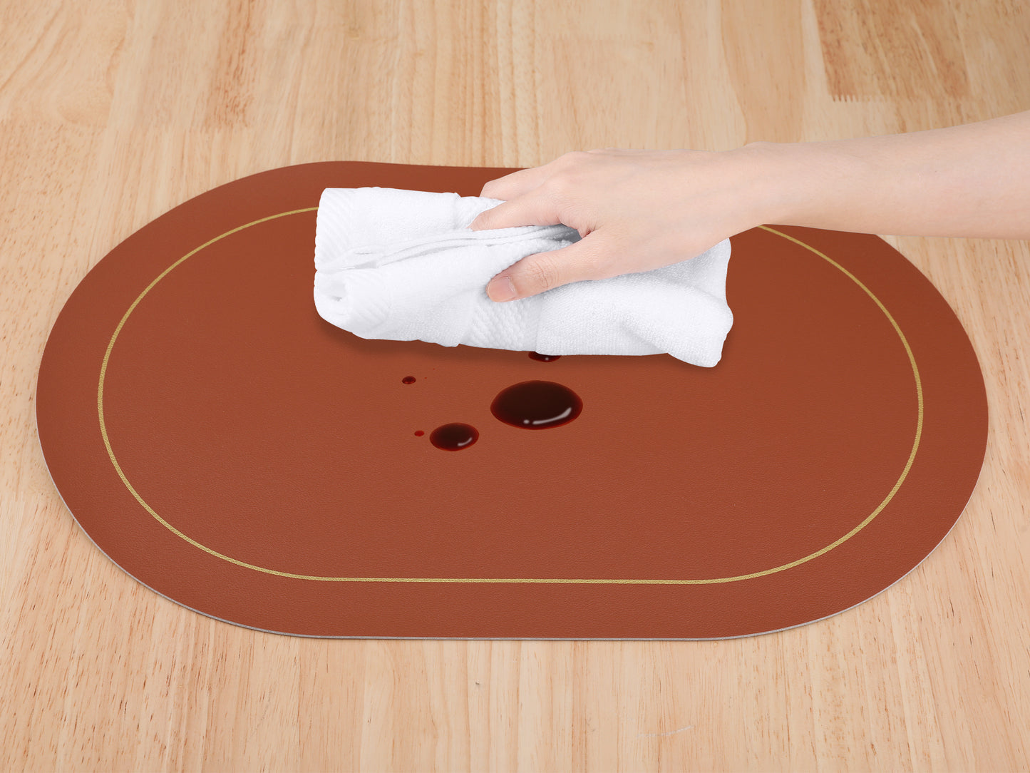 Set of 6 Faux Leather Placemats for Kitchen Dining Table Decor, Washable Heat Resistant 18*12in