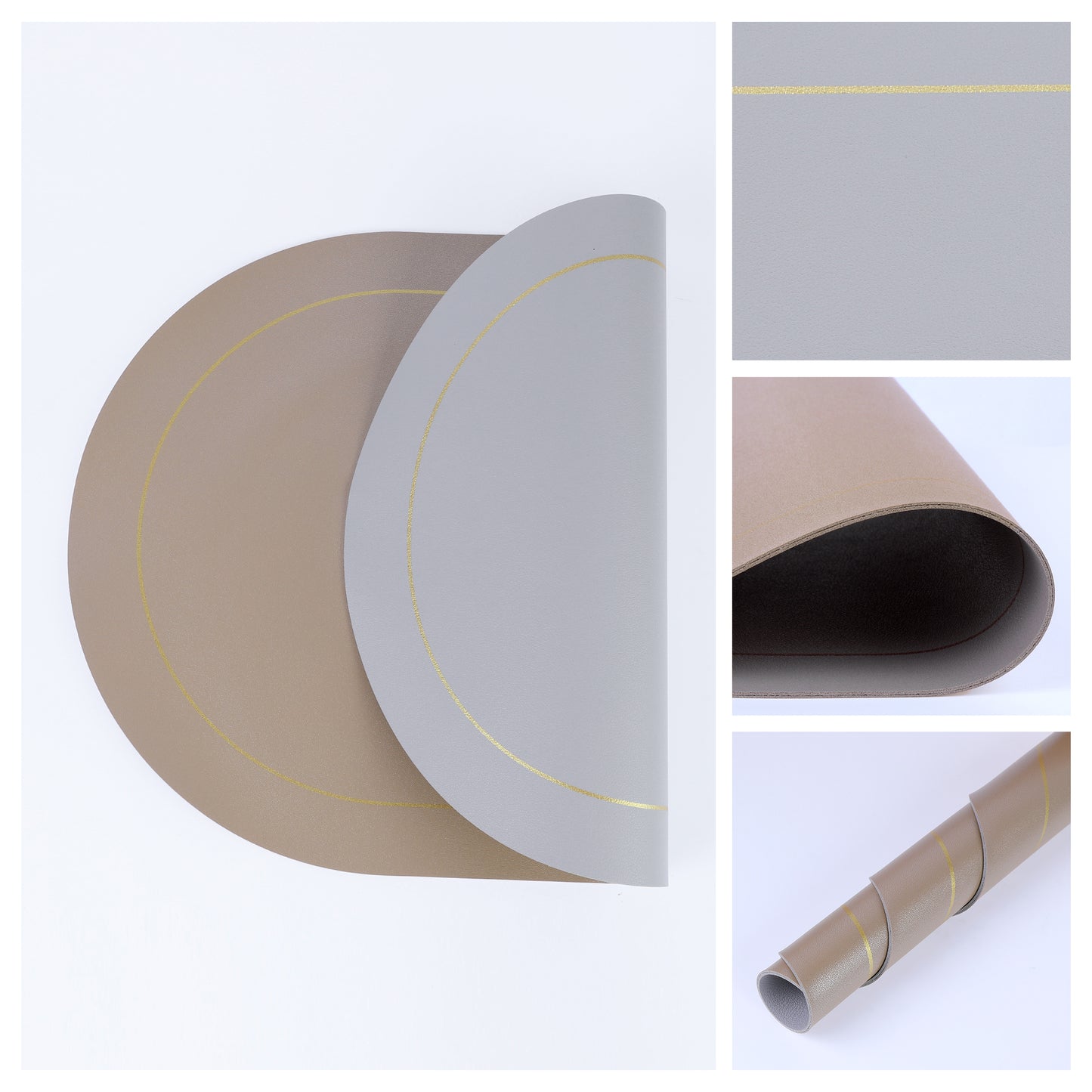 Set of 6 Faux Leather Placemats for Kitchen Dining Table Decor, Washable Heat Resistant 18*12in
