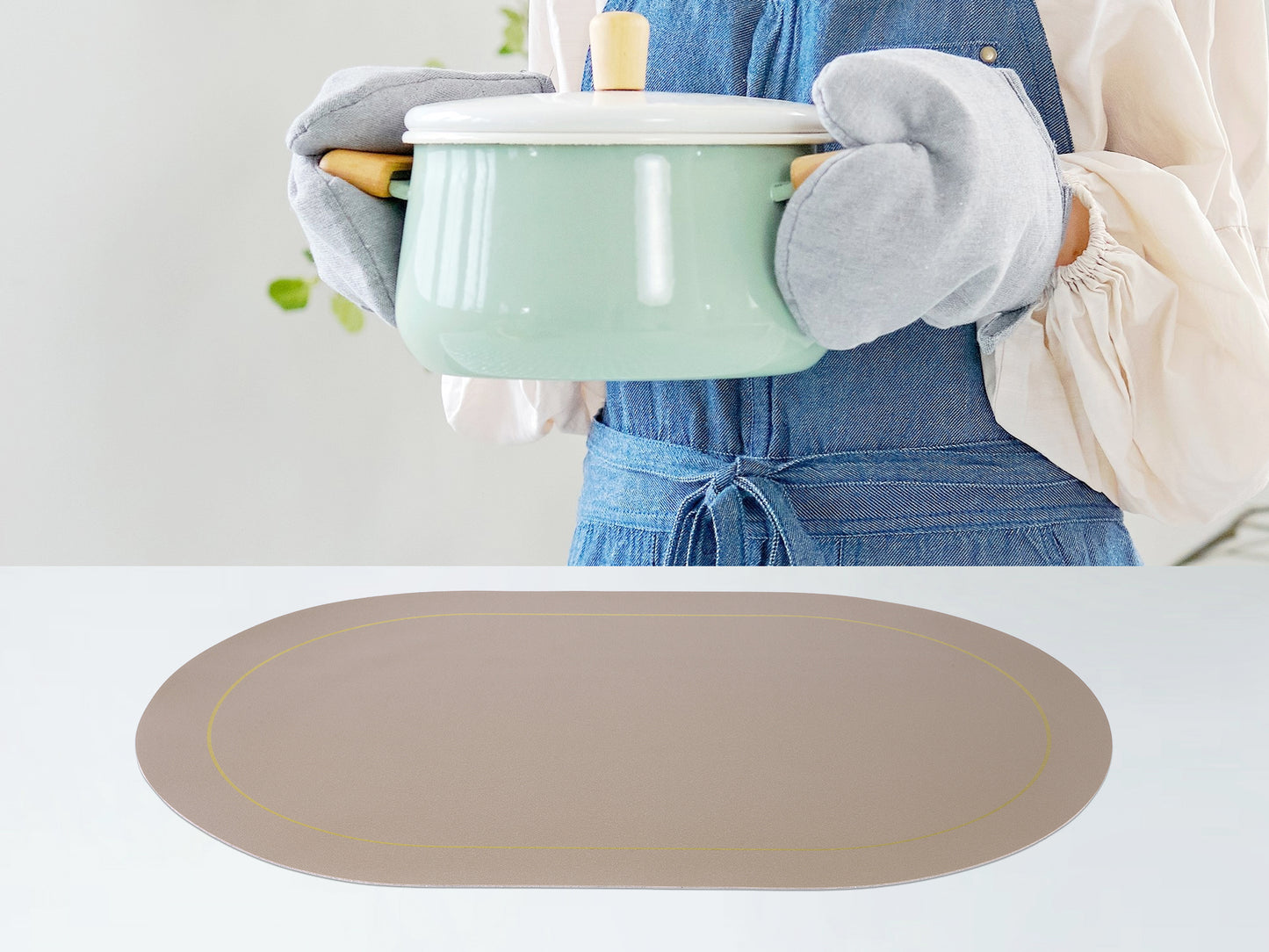 Set of 6 Faux Leather Placemats for Kitchen Dining Table Decor, Washable Heat Resistant 18*12in