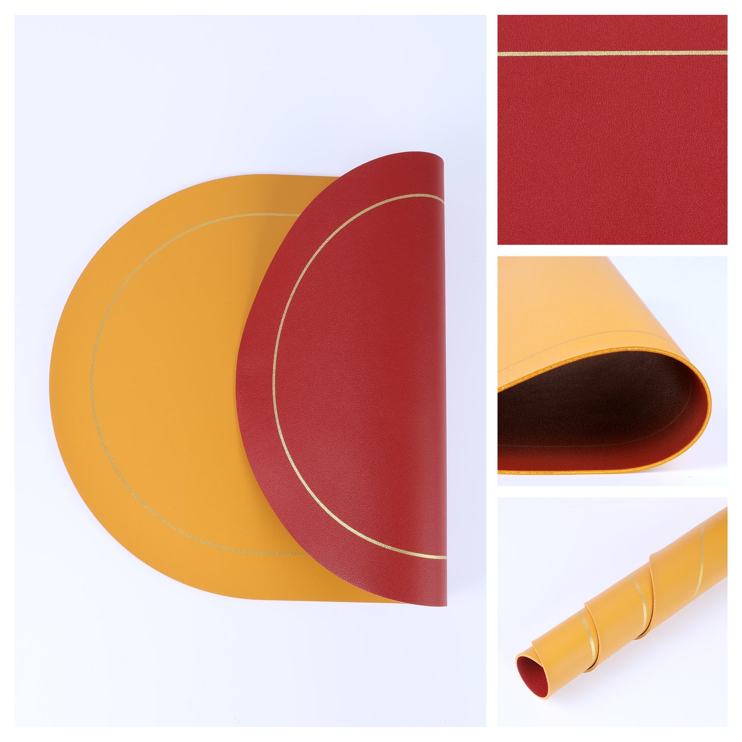 Juego de 6 manteles individuales de piel sintética para decoración de mesa de cocina, lavables y resistentes al calor, 45,7 x 30,5 cm