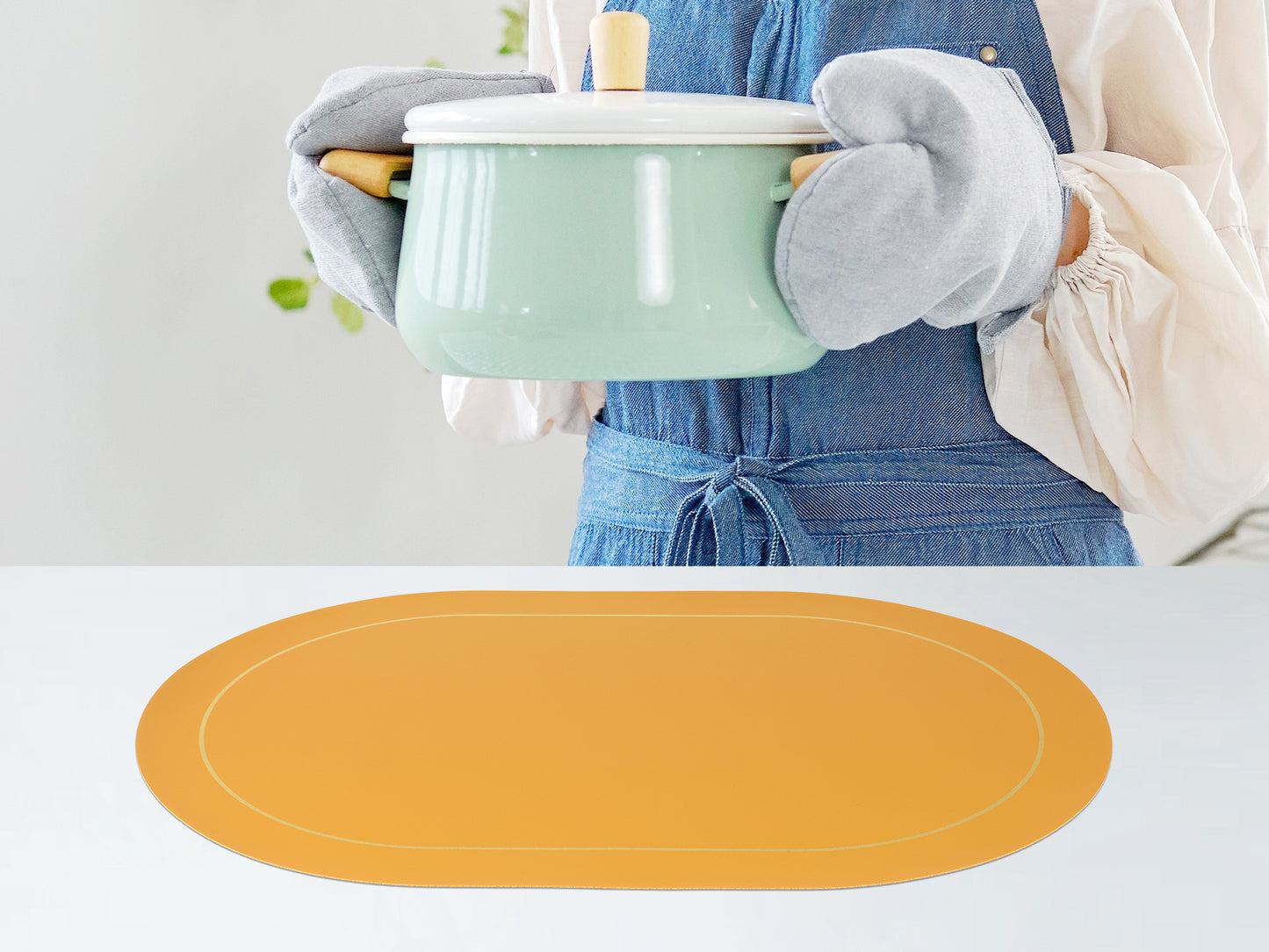 Juego de 6 manteles individuales de piel sintética para decoración de mesa de cocina, lavables y resistentes al calor, 45,7 x 30,5 cm