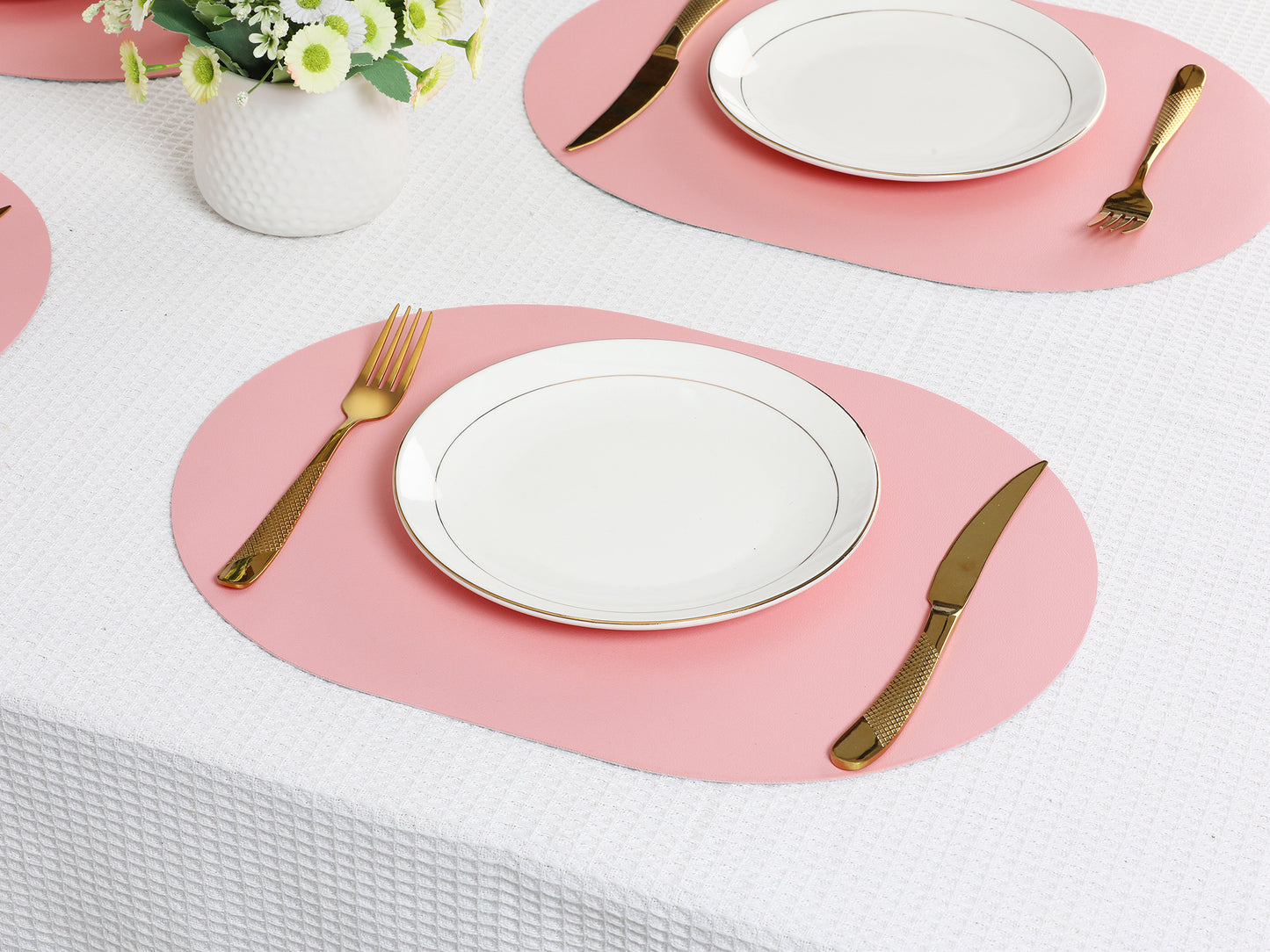 Juego de 6 manteles individuales de cuero lavables para decoración de mesa de cocina y comedor, 40,6 x 30,5 cm