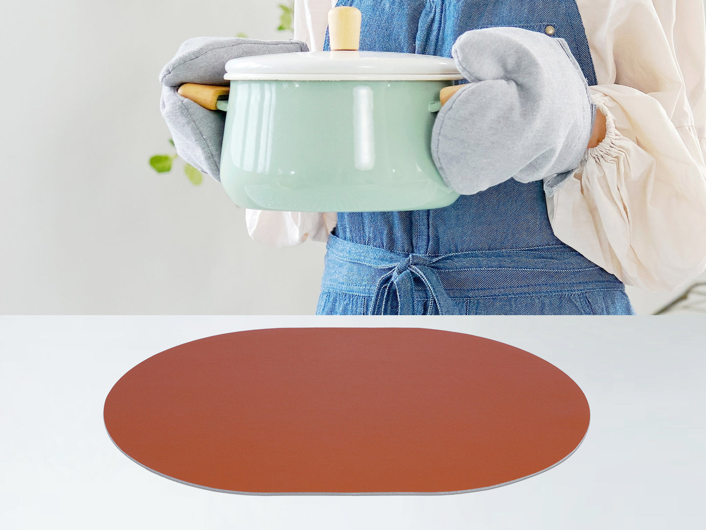 Juego de 6 manteles individuales de cuero lavables para decoración de mesa de cocina y comedor, 40,6 x 30,5 cm