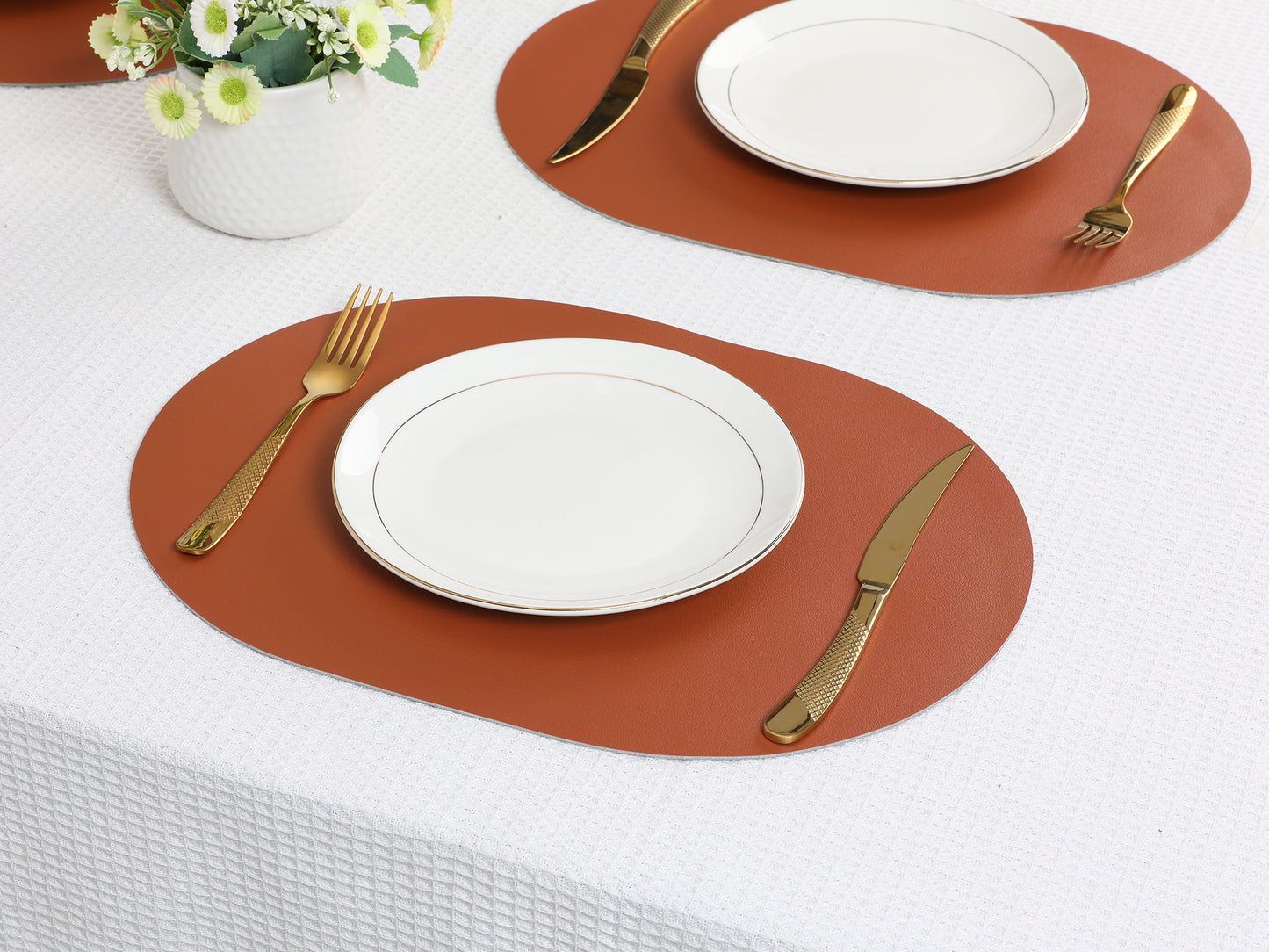 Juego de 6 manteles individuales de cuero lavables para decoración de mesa de cocina y comedor, 40,6 x 30,5 cm