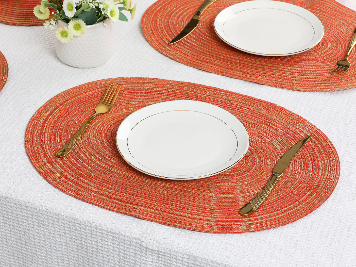 Farmhouse Placemats Set of 6 Oval for Indoor Outdoor Kitchen Wipe Clean 19.7*14in