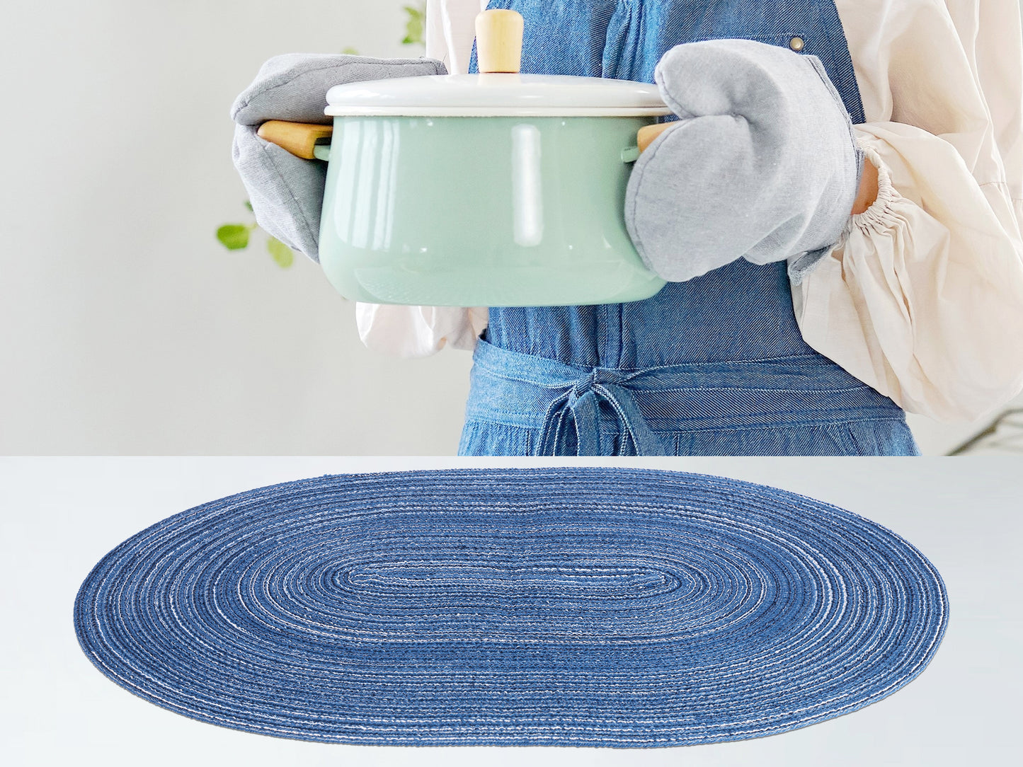 Farmhouse Placemats Set of 6 Oval for Indoor Outdoor Kitchen Wipe Clean 19.7*14in