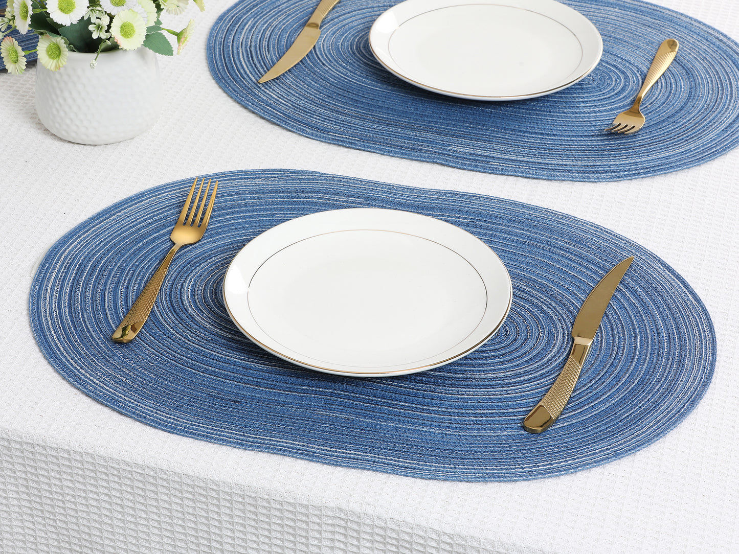 Farmhouse Placemats Set of 6 Oval for Indoor Outdoor Kitchen Wipe Clean 19.7*14in