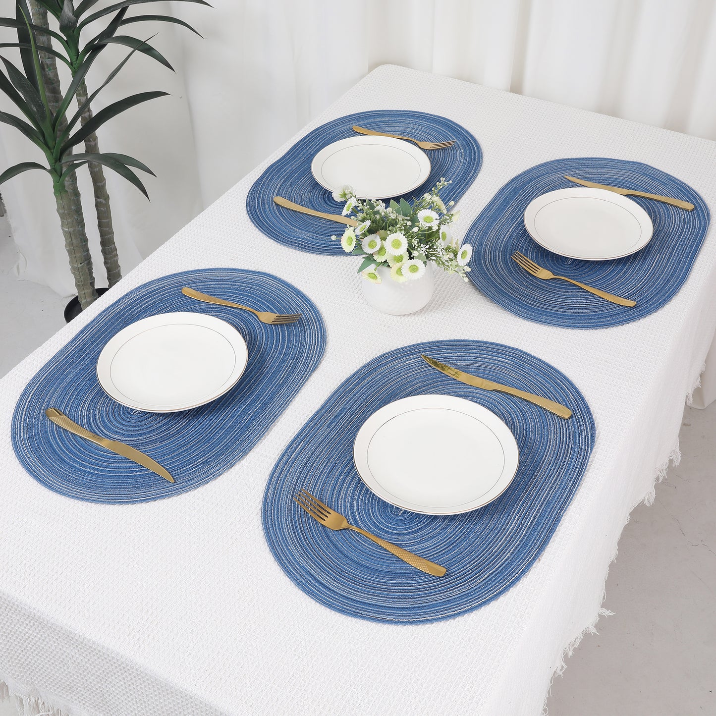 Farmhouse Placemats Set of 6 Oval for Indoor Outdoor Kitchen Wipe Clean 19.7*14in