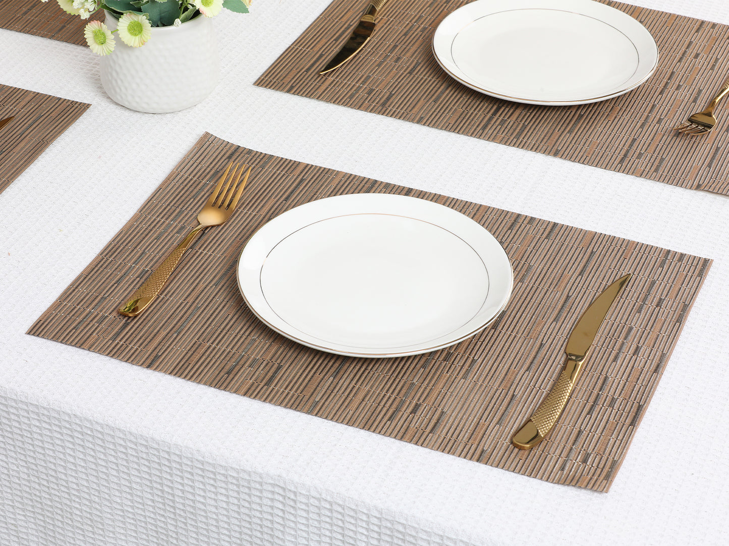 Juego de 6 manteles individuales de PVC para decoración de mesa de cocina y comedor, lavables y lavables, 45,7 x 30,5 cm