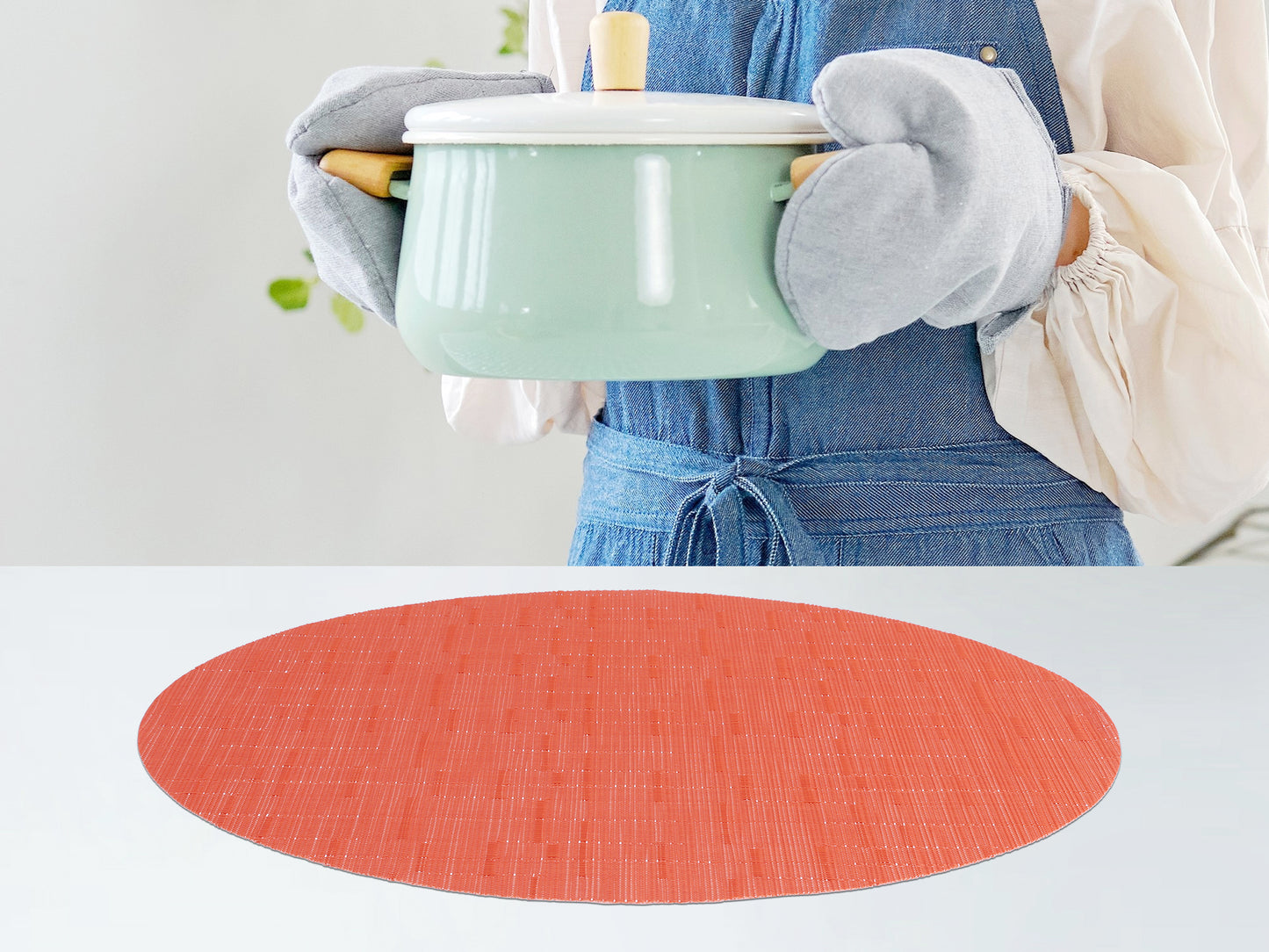 Placemats Set of 6 PVC Oval for Kitchen Dining Table Decor Wipeable 18*12.5in