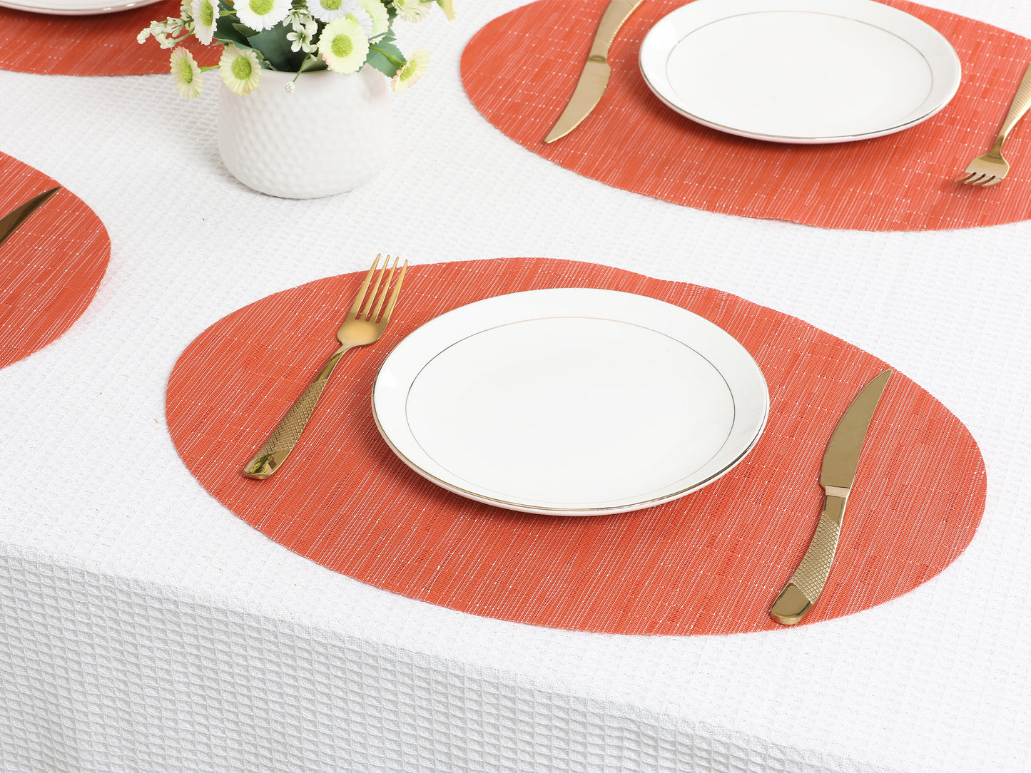 Placemats Set of 6 PVC Oval for Kitchen Dining Table Decor Wipeable 18*12.5in