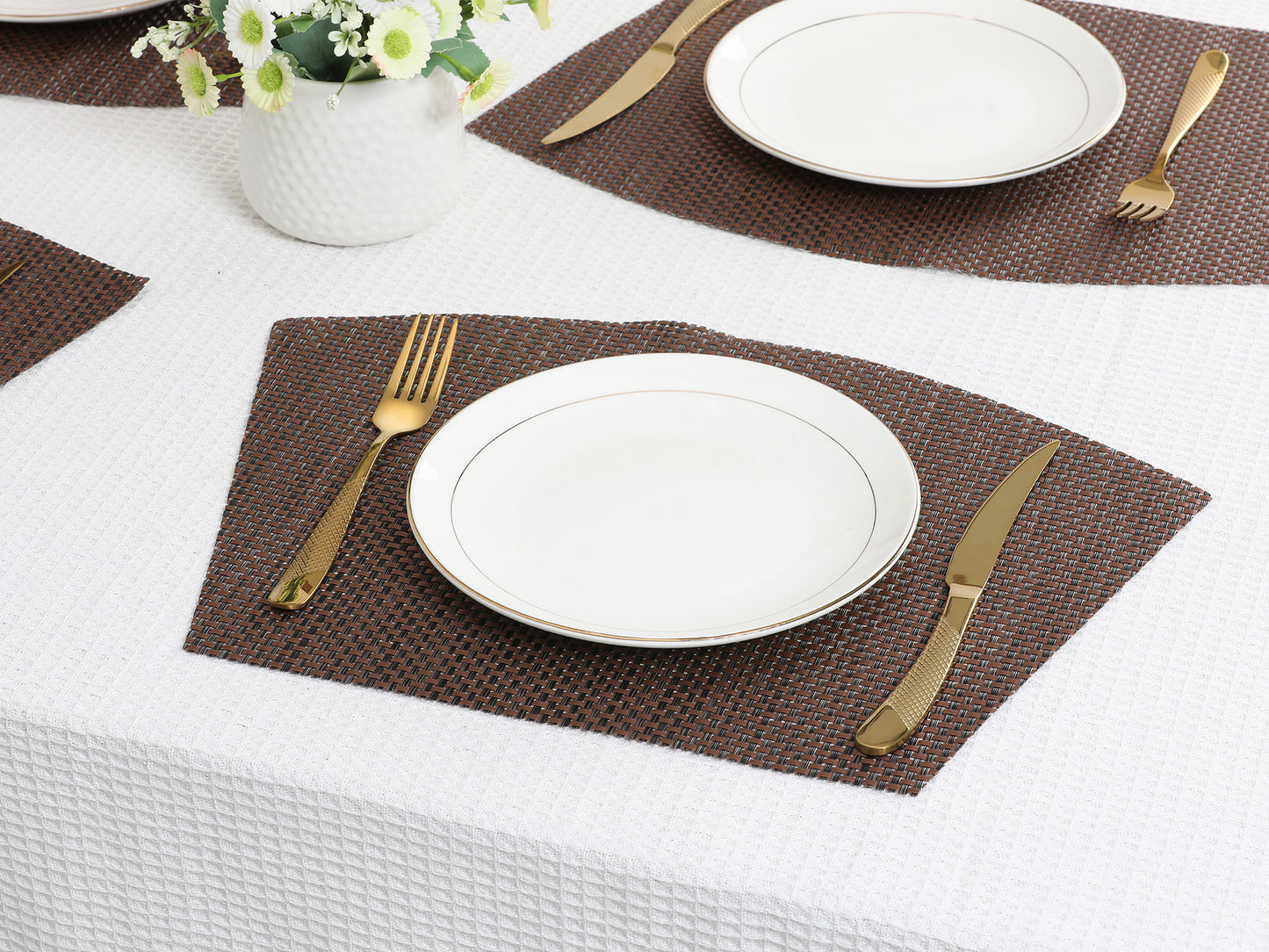 Placemats Set of 6 PVC Solid for Kitchen Dining Table Decor Wipeable 17*11.5in