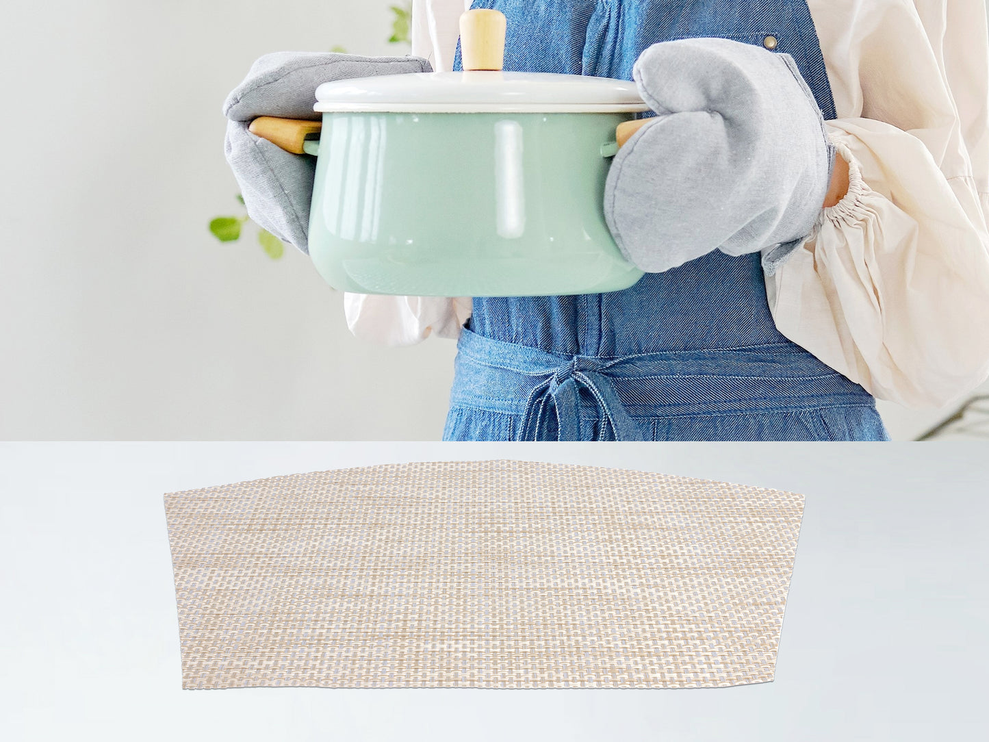 Placemats Set of 6 PVC Solid for Kitchen Dining Table Decor Wipeable 17*11.5in