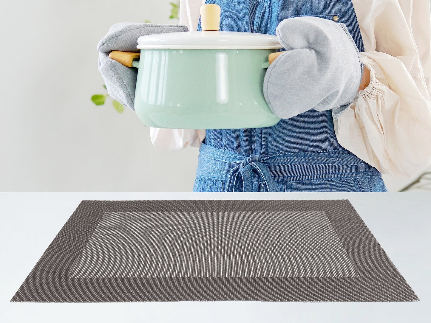 Juego de 8 manteles individuales de PVC para decoración de mesa de cocina y comedor, lavables y resistentes al calor, 45,7 x 30,5 cm