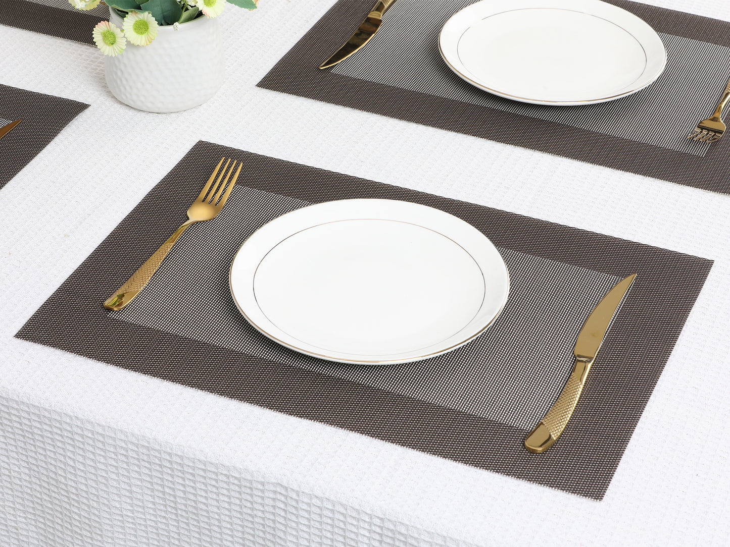 Juego de 8 manteles individuales de PVC para decoración de mesa de cocina y comedor, lavables y resistentes al calor, 45,7 x 30,5 cm