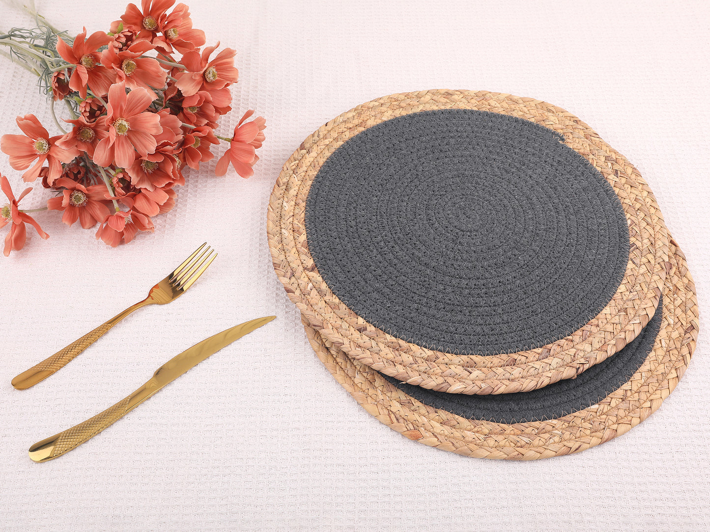 Juego de 4 manteles individuales de estilo rústico para decoración de mesa de comedor, 35,5 x 35,5 cm