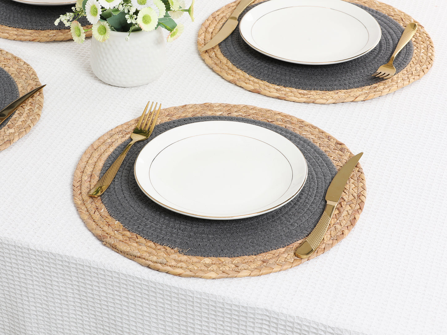Juego de 4 manteles individuales de estilo rústico para decoración de mesa de comedor, 35,5 x 35,5 cm