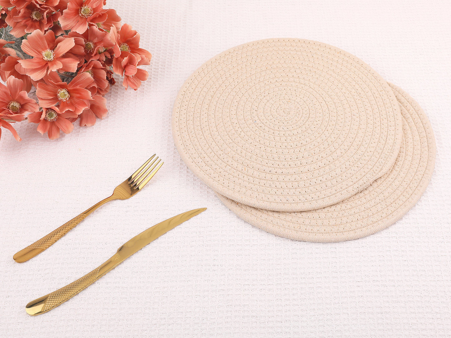 Farmhouse Placemats Set of 4 Cotton Rope Round for Dining Table Decor 12*12in