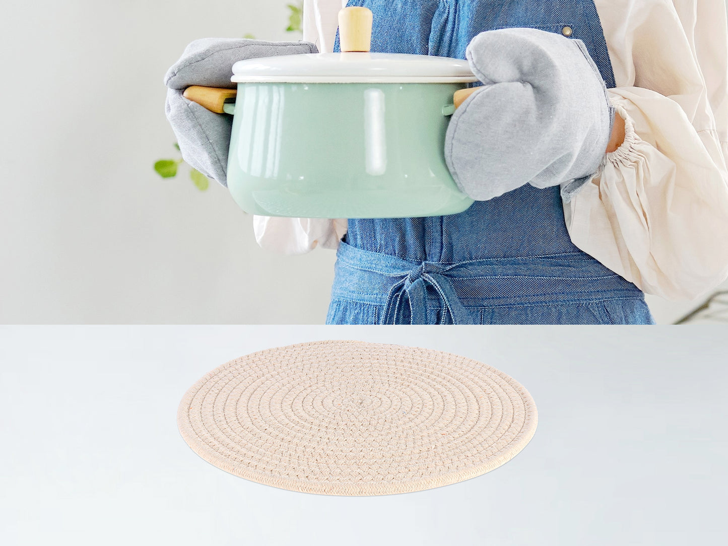 Farmhouse Placemats Set of 4 Cotton Rope Round for Dining Table Decor 12*12in