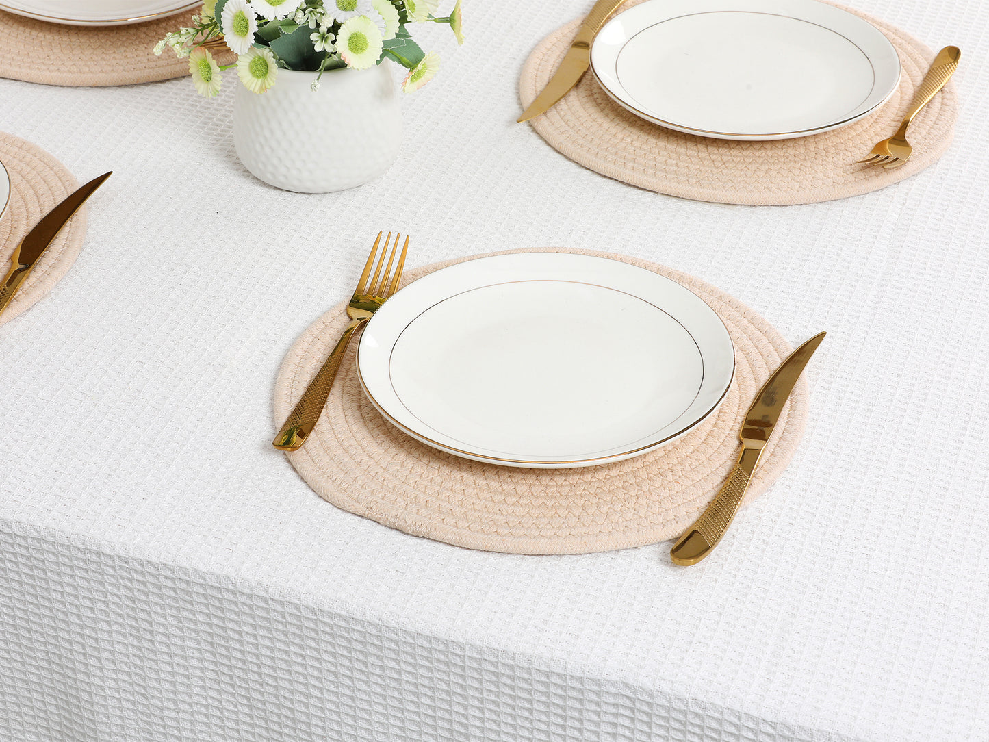 Farmhouse Placemats Set of 4 Cotton Rope Round for Dining Table Decor 12*12in