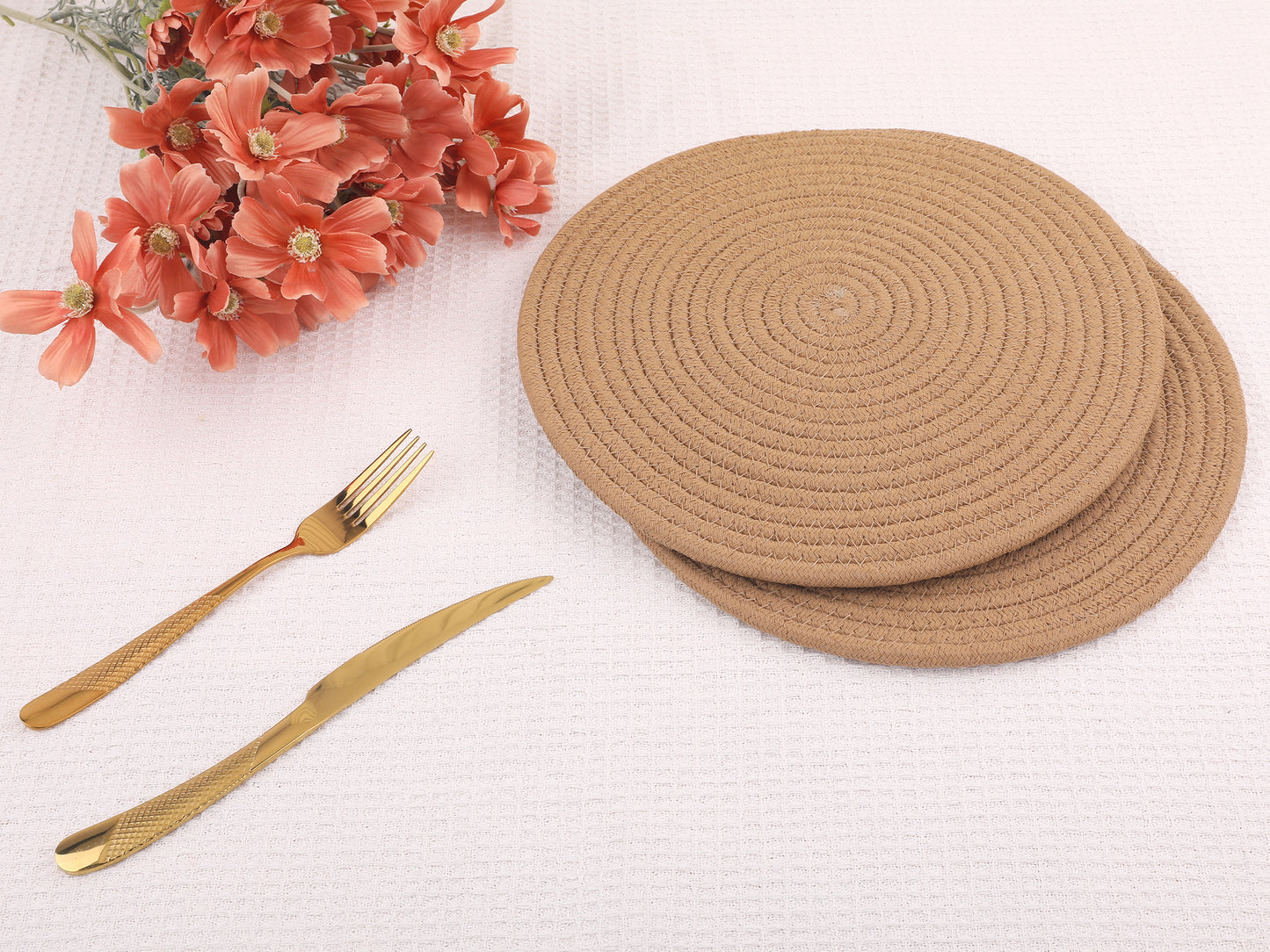 Farmhouse Placemats Set of 4 Cotton Rope Round for Dining Table Decor 12*12in