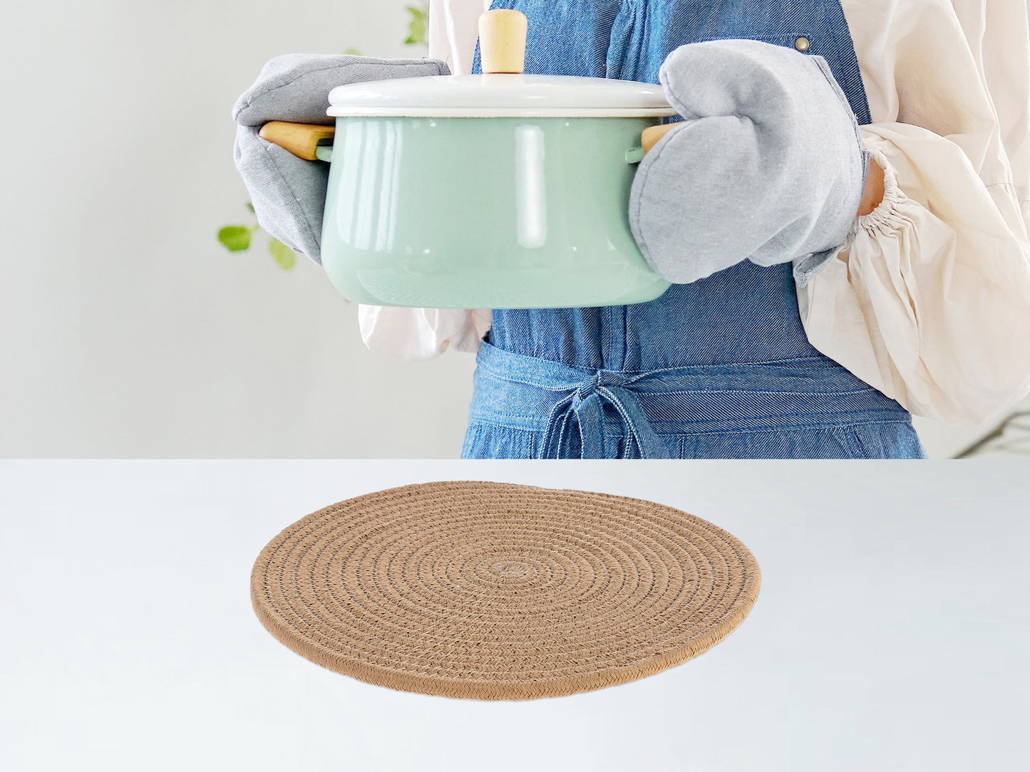 Farmhouse Placemats Set of 4 Cotton Rope Round for Dining Table Decor 12*12in