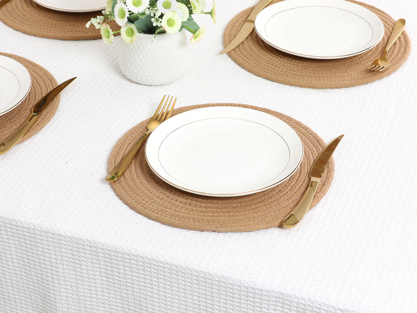 Farmhouse Placemats Set of 4 Cotton Rope Round for Dining Table Decor 12*12in