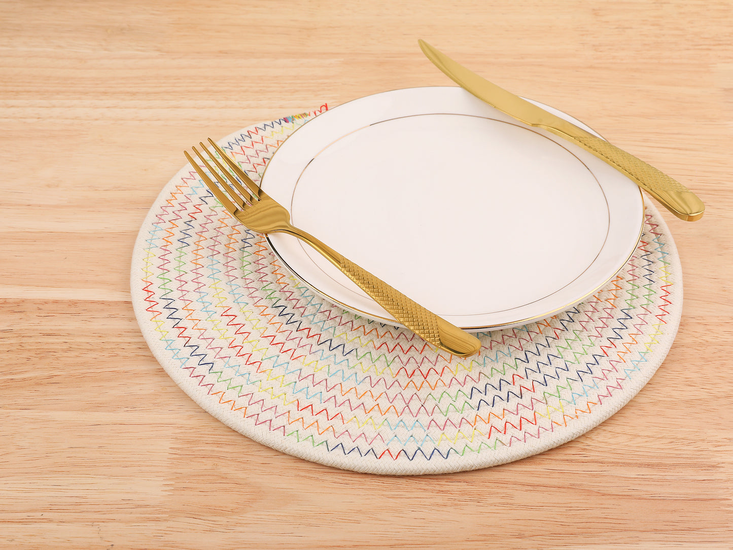 Farmhouse Placemats Set of 4 Cotton Rope Round for Dining Table Decor 12*12in