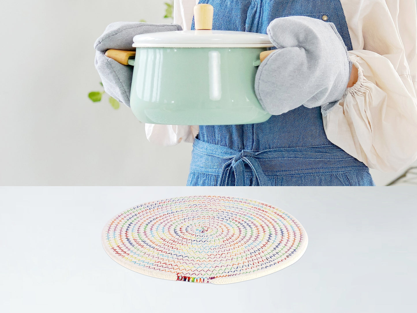 Farmhouse Placemats Set of 4 Cotton Rope Round for Dining Table Decor 12*12in