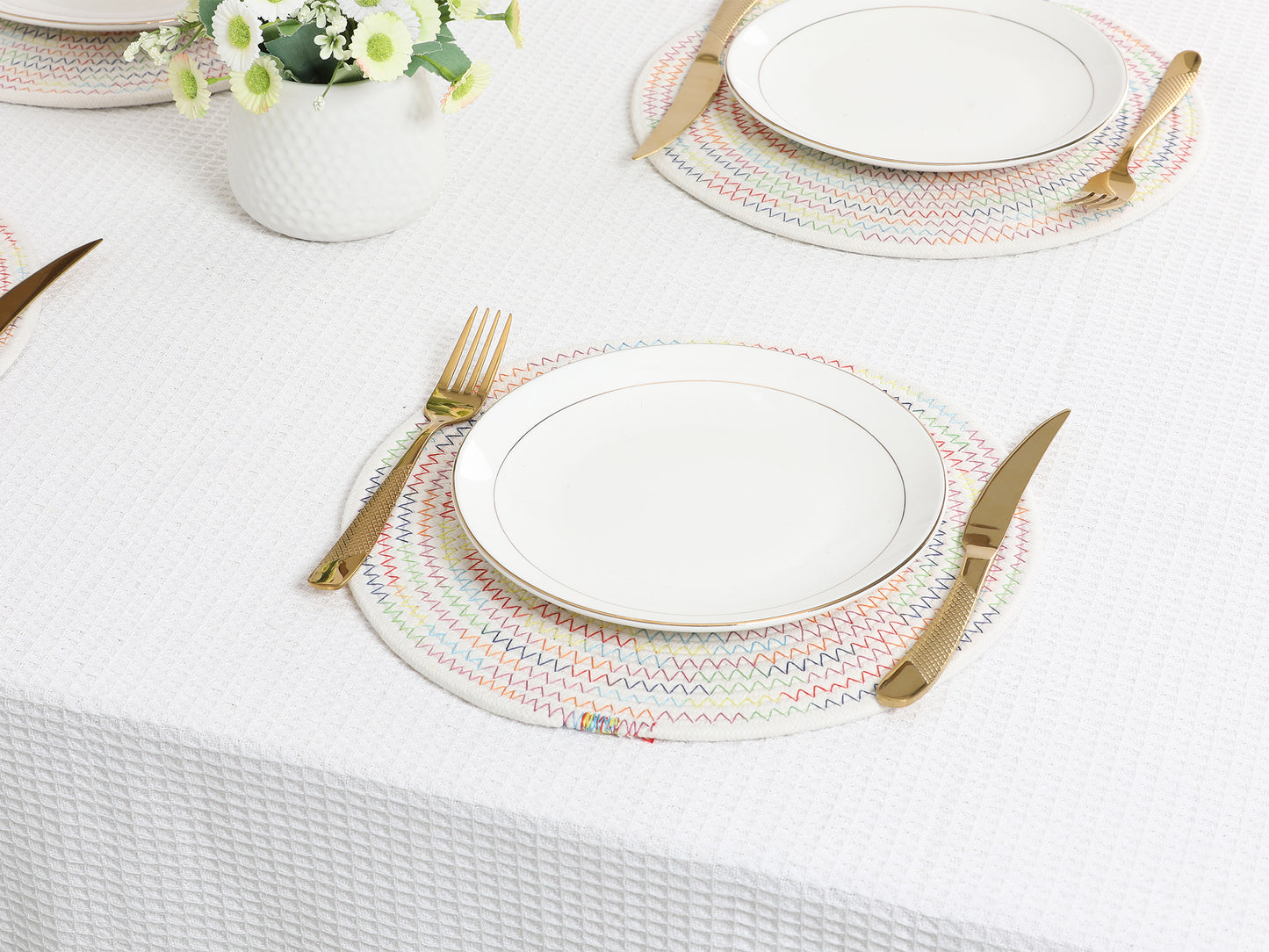 Farmhouse Placemats Set of 4 Cotton Rope Round for Dining Table Decor 12*12in