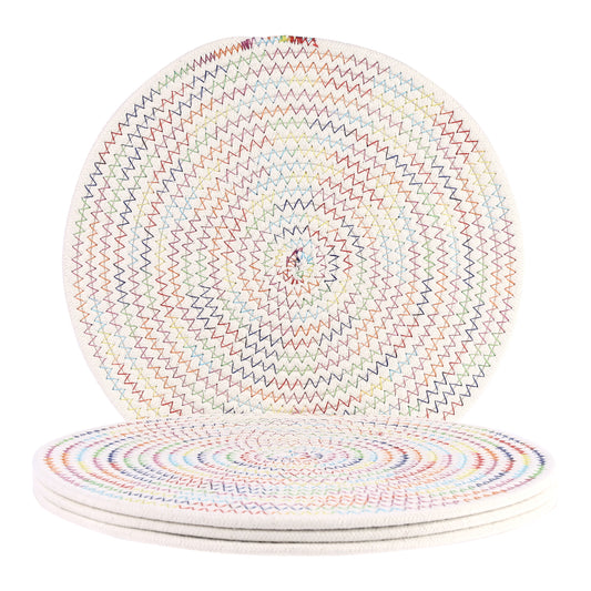 Farmhouse Placemats Set of 4 Cotton Rope Round for Dining Table Decor 12*12in