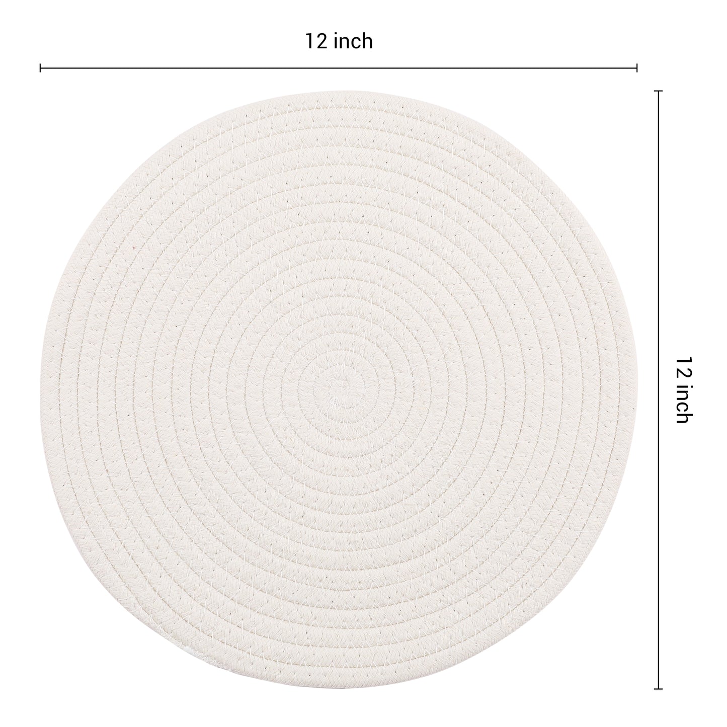Juego de 4 manteles individuales de estilo rústico, redondos de cuerda de algodón para decoración de mesa de comedor, 30,5 x 30,5 cm