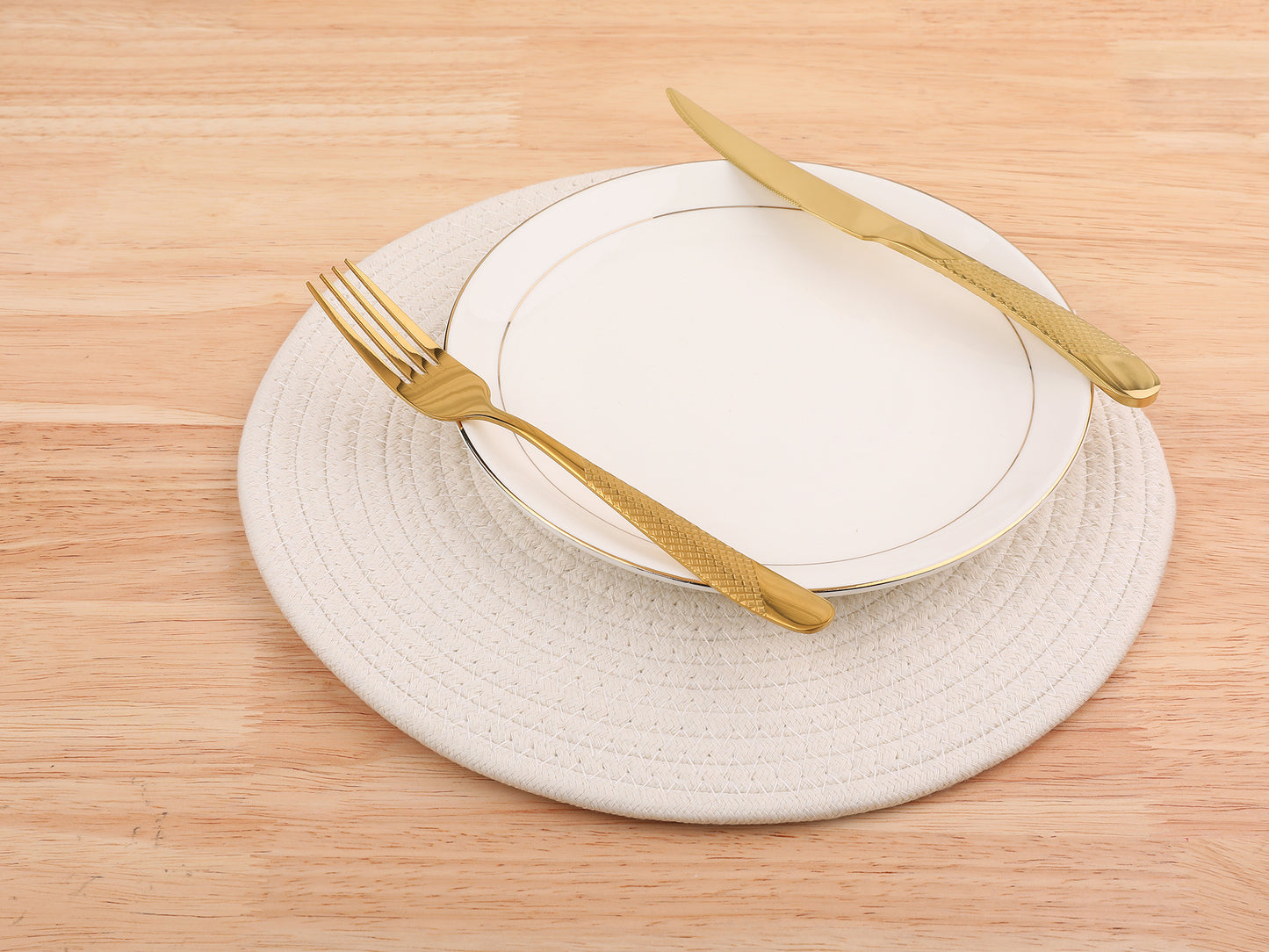 Juego de 4 manteles individuales de estilo rústico, redondos de cuerda de algodón para decoración de mesa de comedor, 30,5 x 30,5 cm