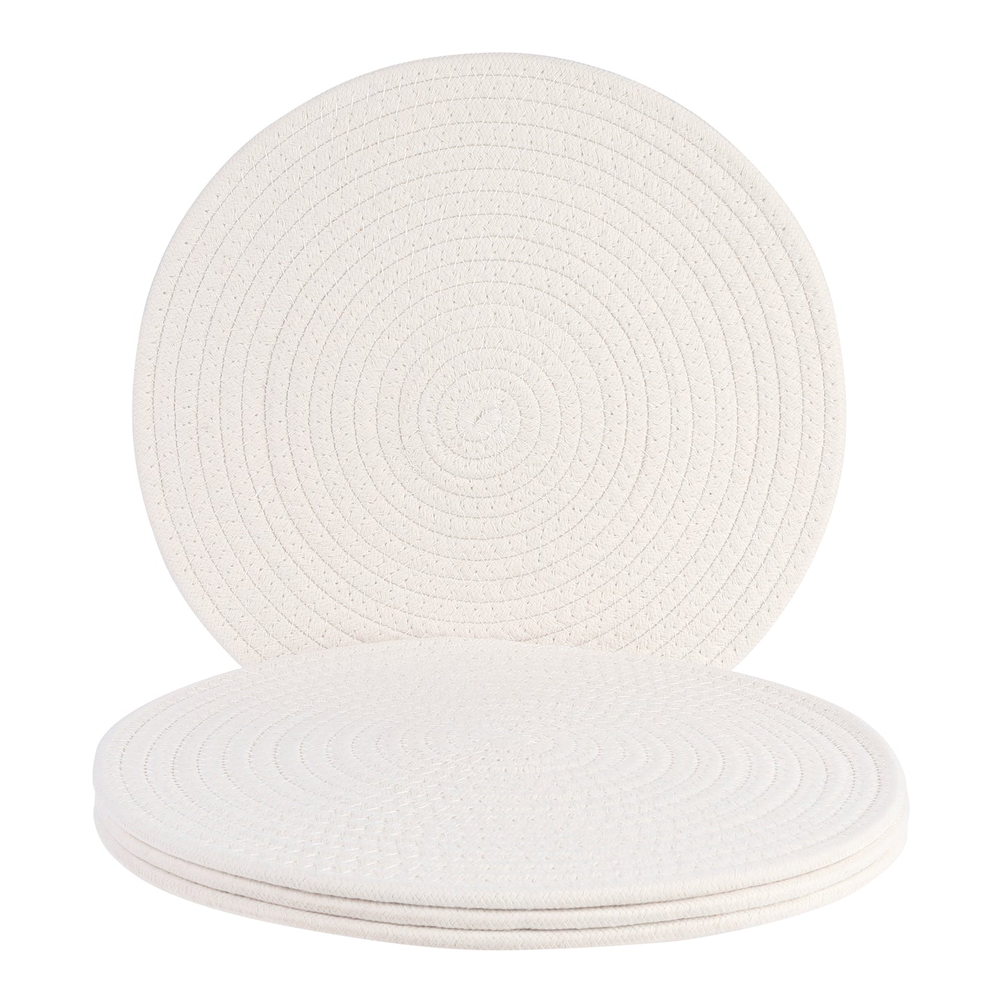 Juego de 4 manteles individuales de estilo rústico, redondos de cuerda de algodón para decoración de mesa de comedor, 30,5 x 30,5 cm