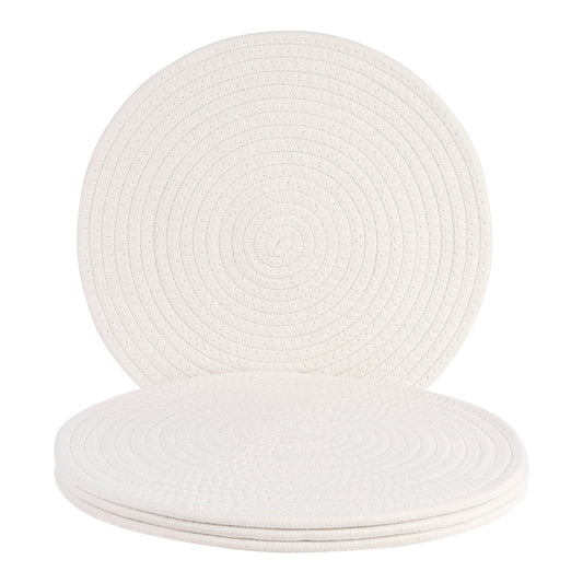 Juego de 4 manteles individuales de estilo rústico, redondos de cuerda de algodón para decoración de mesa de comedor, 30,5 x 30,5 cm